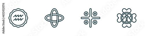 set of 4 linear icons from zodiac concept. outline icons included aqua, hypocrisy, vinegar, gods protection vector