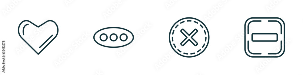 set of 4 linear icons from user interface concept. outline icons included minimal, more, close, subtraction vector set of 4 linear icons from user interface concept. outline icons included minimal, more, close, subtraction vector