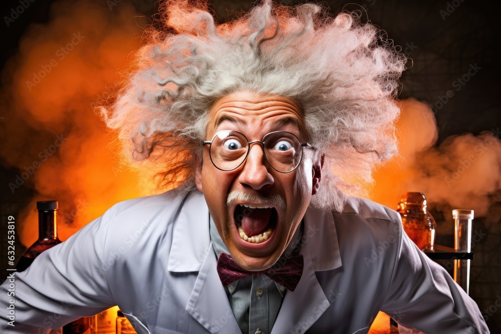 Funny crazy scientist. Generative AI Funny crazy scientist. Generative AI