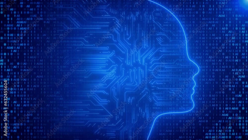 Digital AI Artificial intelligence Futuristic brain animation. human ...