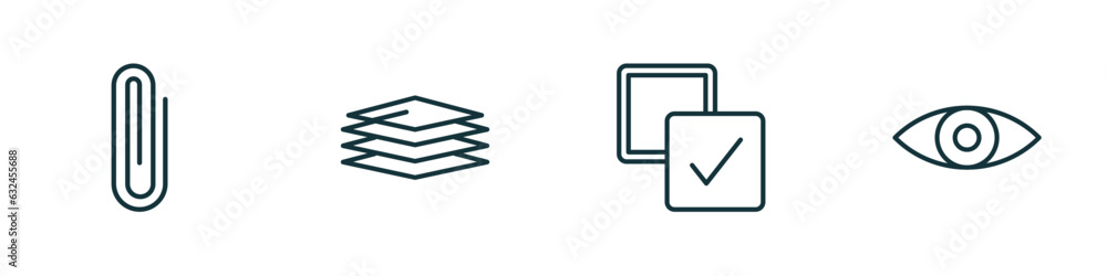 set of 4 linear icons from geometry concept. outline icons included clip, layer, select all, preview vector set of 4 linear icons from geometry concept. outline icons included clip, layer, select all, preview vector