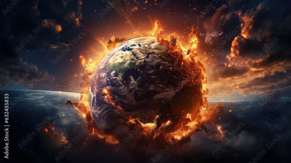 Global Warming Destroying our Planet, Burning and Exploding Earth, Global Catastrophe Concept. Generative Ai Global Warming Destroying our Planet, Burning and Exploding Earth, Global Catastrophe Concept. Generative Ai