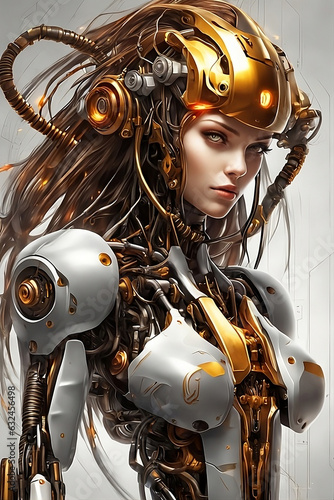 beautiful robot woman, robotic, Technology, Generative AI photo