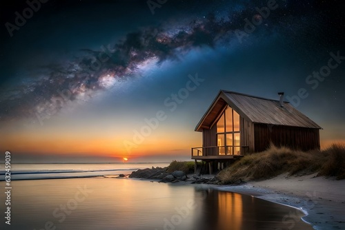house at the beach generated by AI technology