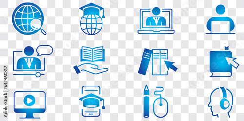 E-learning thin line icons set editable stroke vector illustration.