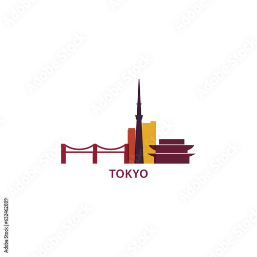 Canvas Print Japan Tokyo cityscape skyline city panorama vector flat modern logo icon
