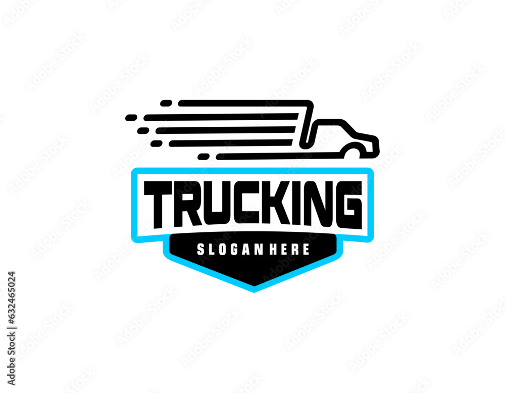 truck vector logo illustration,good for mascot,delivery,or logistic,logo industry,flat color,style with blue.