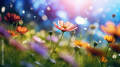 Epic Photography Shot of Flowers Blooming Background  Lively Summer Season Concept. Generative Ai