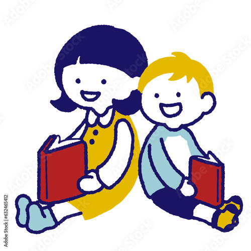 本を読む仲良し兄弟