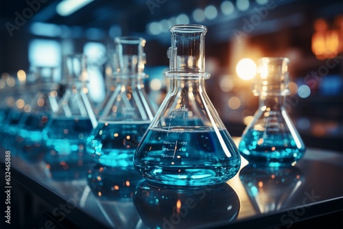 Chemistry science theme with a captivating laboratory glassware backdrop Generative AI