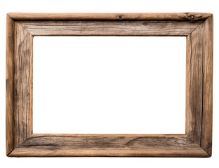 Old rustic wooden frame isolated on transparent or white background, png