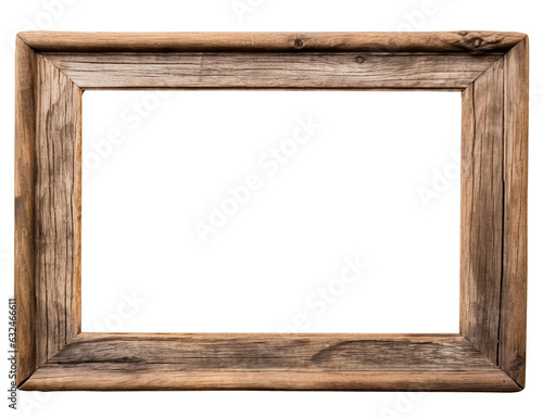 Old rustic wooden frame isolated on transparent or white background, png