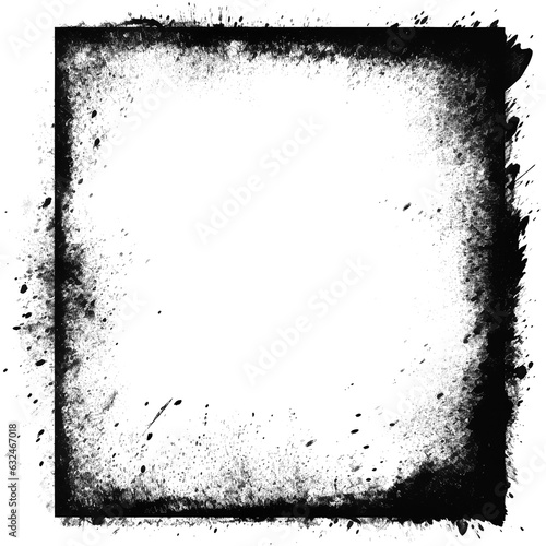 Grunge stencil frame, dirt texture border isolated on transparent or white background, png