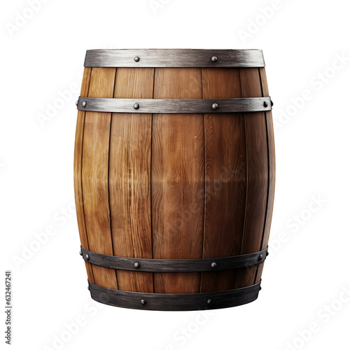 Fotótapéta Wooden oak barrel isolated on transparent or white background, png