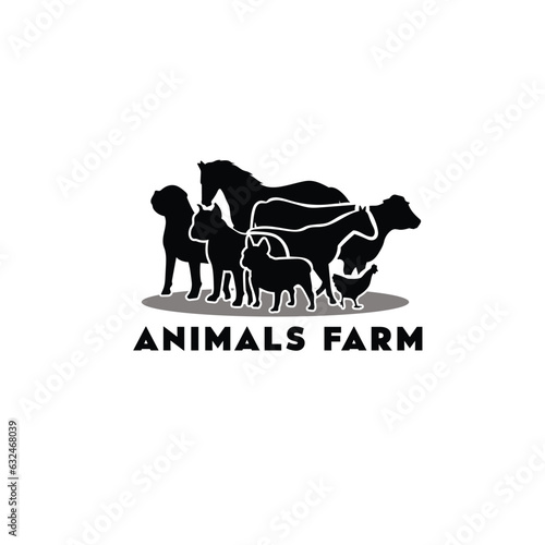 Animals farm logo vector, farming,  illustration, farmhouse