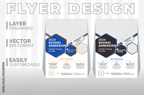 Multicolored School Flyer Layout. a bundle of 4 templates of a4 flyer, Kids Childrens back to school education admission flyer poster layout, book cover, leaflet, poster, brochure, template.