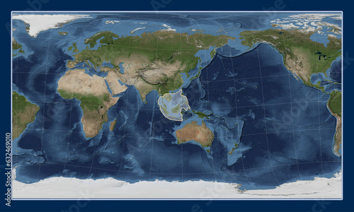 Fototapeta Naklejka Na Ścianę i Meble -  Sunda tectonic plate. Satellite. Patterson Cylindrical Oblique.