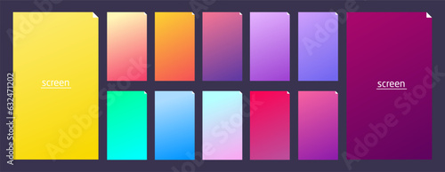 Soft pastel gradient smooth and vibrant color background set for devices, pc and modern smartphone screen soft pastel color backgrounds vector ux and ui design illustration