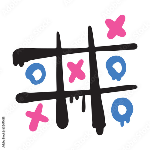 Bright Graffiti Oughts and Crosses as Street Wall Painting Art Vector Illustration