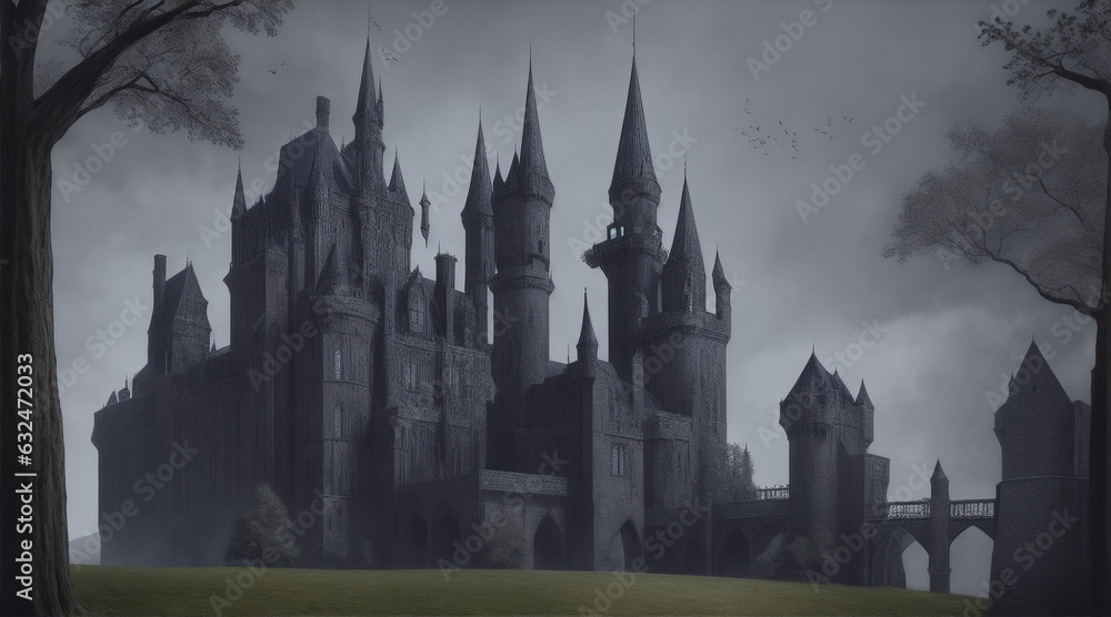 Gothic castle illustration by Generative AI