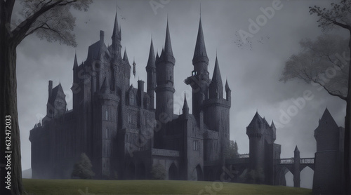 Gothic castle illustration by Generative AI © BornHappy