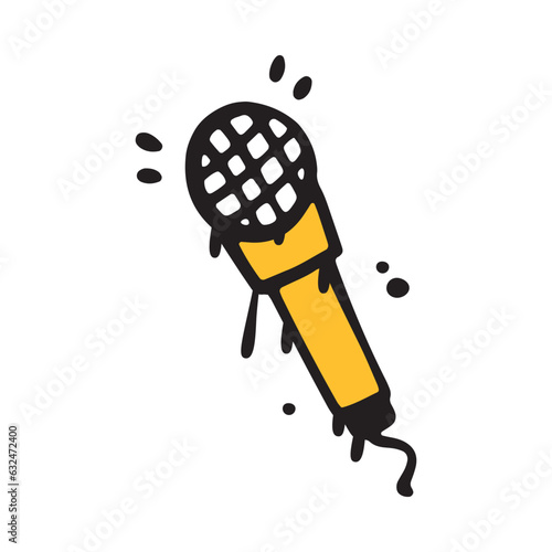 Bright Graffiti Microphone as Street Wall Painting Art Vector Illustration