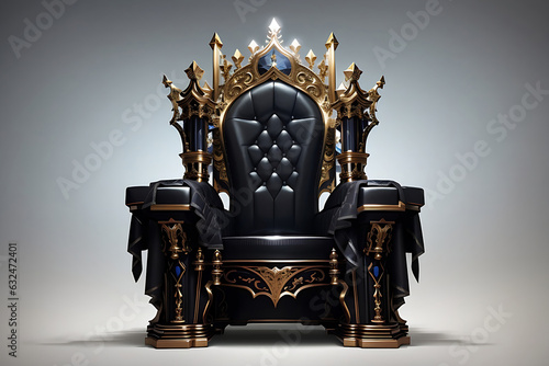Royal throne isolated on transparent background. Dark gothic throne. Majestic throne, Generate Ai