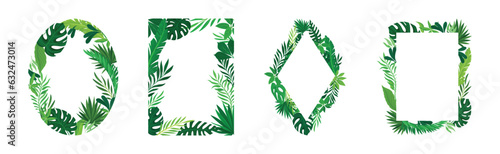 Frames with Green Leaves or Foliage Vector Set
