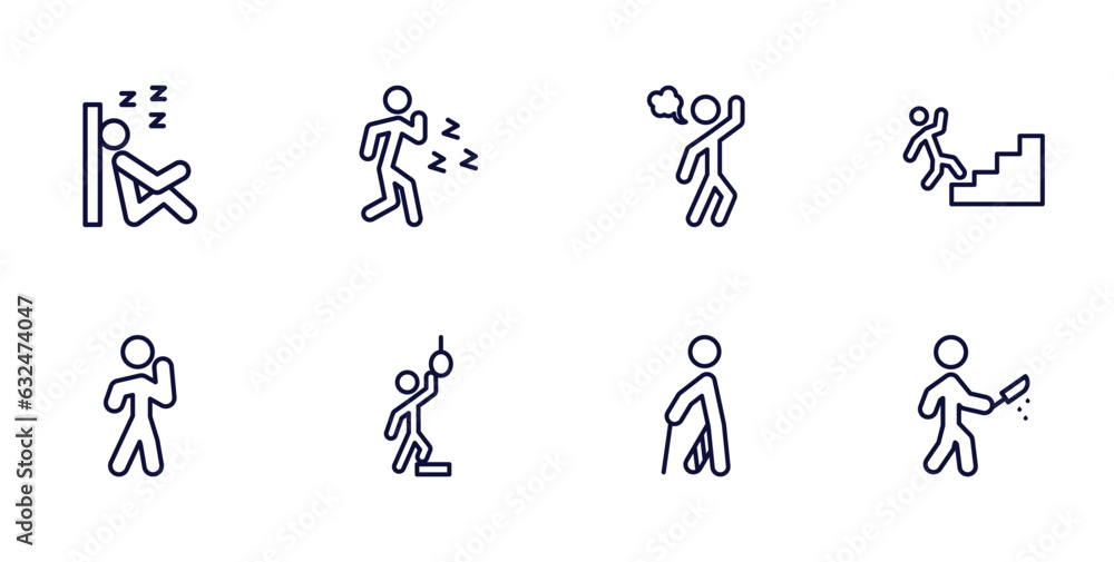 set of feeling and reaction thin line icons. feeling and reaction outline icons such as sleepy human, pissed off human, blah human, proud hopeless hurt awful vector. set of feeling and reaction thin line icons. feeling and reaction outline icons such as sleepy human, pissed off human, blah human, proud hopeless hurt awful vector.