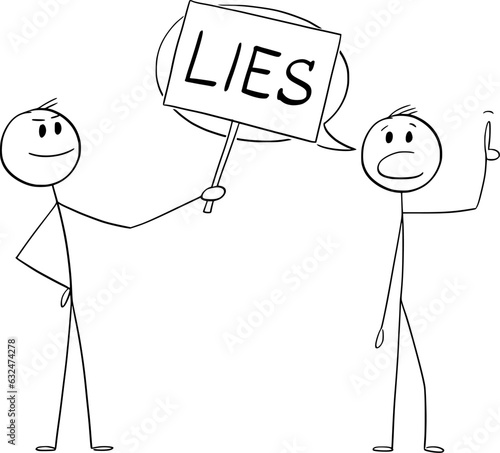 Telling Lies, Vector Cartoon Stick Figure Illustration