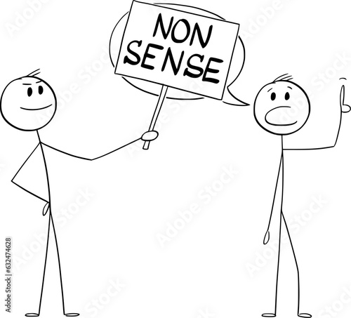 Telling Nonsense, Vector Cartoon Stick Figure Illustration