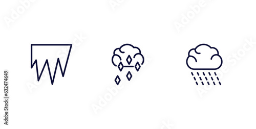 set of weather thin line icons. weather outline icons included icy, ice pellets, rainy vector.