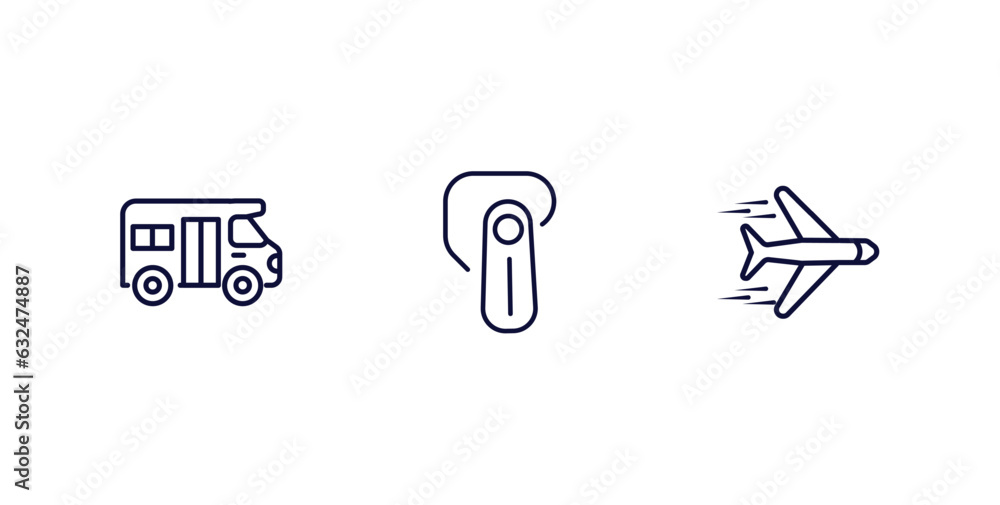 set of transportation thin line icons. transportation outline icons included school van, hands free device, airplane flying vector. set of transportation thin line icons. transportation outline icons included school van, hands free device, airplane flying vector.