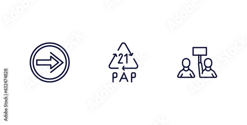 set of user interface thin line icons. user interface outline icons included go back button, 21 pap, industrial action vector.