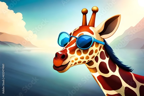 giraffe in the sky generating by AI technology