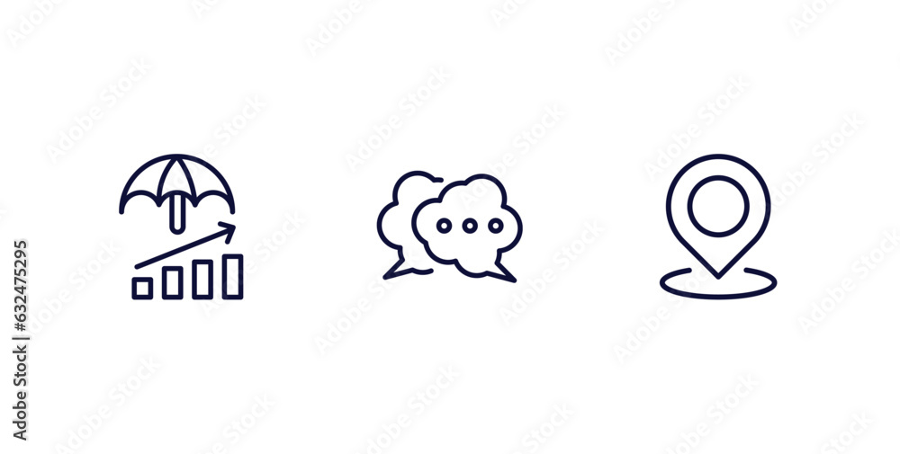 set of strategy thin line icons. strategy outline icons included risk, speech, positioning vector. set of strategy thin line icons. strategy outline icons included risk, speech, positioning vector.