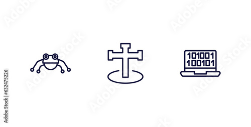 set of technology thin line icons. technology outline icons included robot insect, cross stuck in ground, digitate vector.