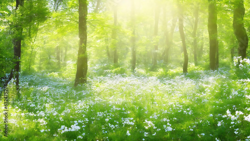 Green meadow with daisy flowers and natural backgrounds for your design