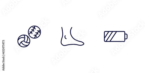 set of sport and games thin line icons. sport and games outline icons included balls, ankle, batter vector.