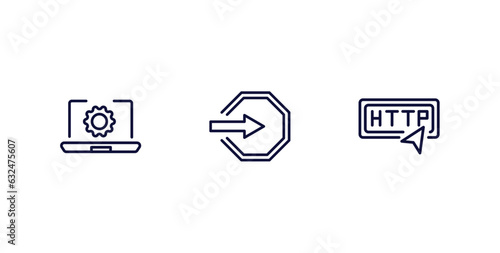 set of information technology thin line icons. information technology outline icons included software, login, http vector.