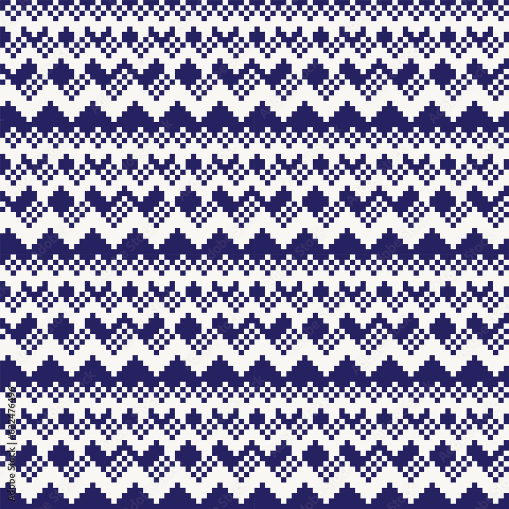 Blue Chevron Fair Isle Seamless Pattern Design Blue Chevron Fair Isle Seamless Pattern Design