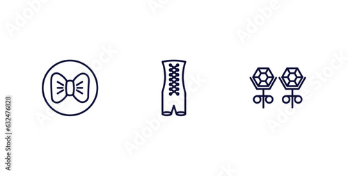set of fashion and things thin line icons. fashion and things outline icons included black and white, bandages, stud vector.