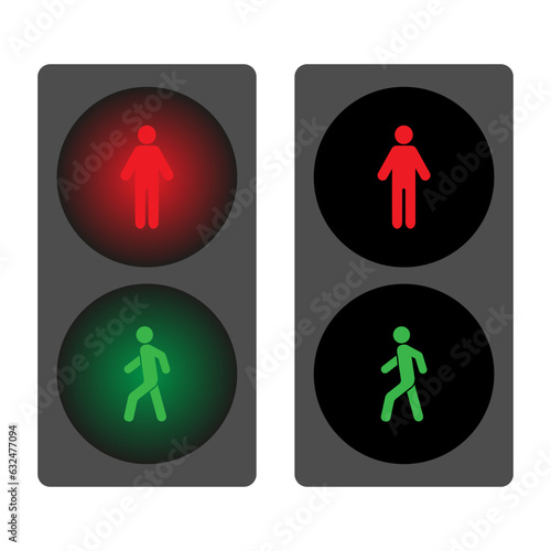 Pedestrian traffic lights red and green vector illustration