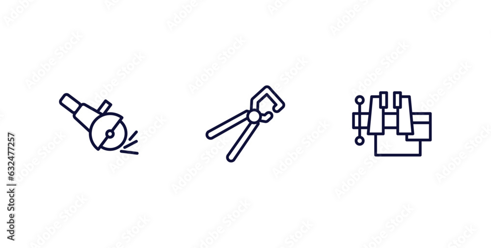 set of construction thin line icons. construction outline icons included , big clippers,