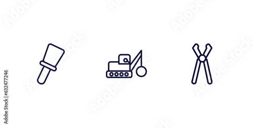 set of construction thin line icons. construction outline icons included construction palette, , inclined clippers vector.