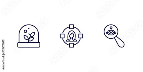 set of ai and future technology thin line icons. ai and future technology outline icons included artificial atmosphere, immersive, microbots vector.