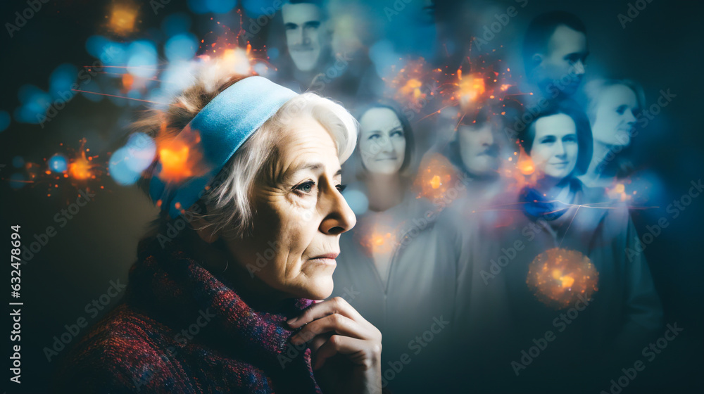 The image showcases a group of senior individuals engaged in various activities, highlighting their vulnerable state. Some appear anxious while others exhibit signs of dementia The image showcases a group of senior individuals engaged in various activities, highlighting their vulnerable state. Some appear anxious while others exhibit signs of dementia