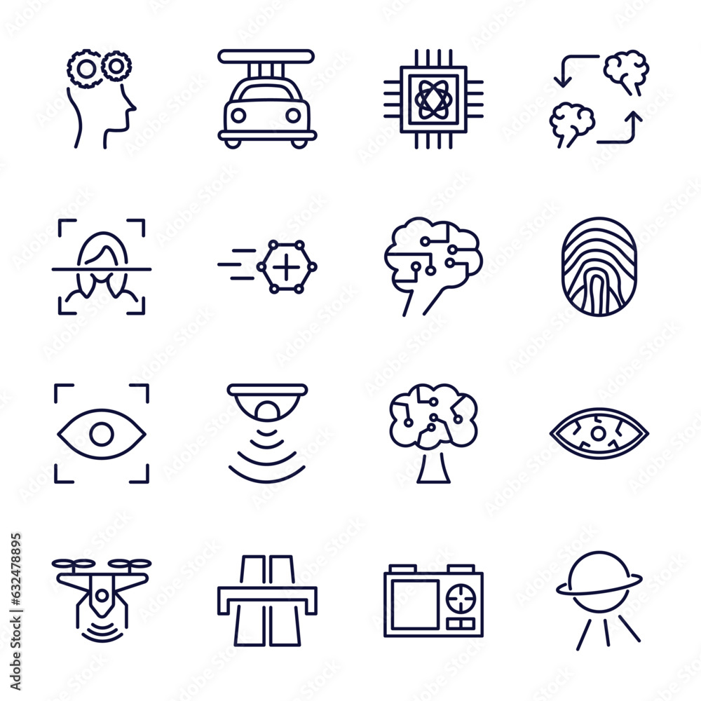 set of ai and future technology thin line icons. ai and future ...