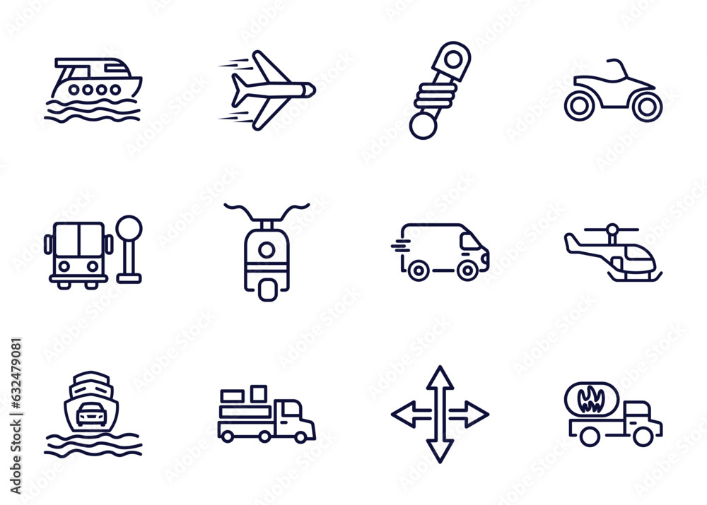 set of transportation thin line icons. transportation outline icons ...