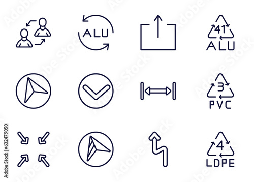 set of user interface thin line icons. user interface outline icons such as exchange personel, alu, export button, _icon19_, navigation arrow, exit full screen arrows, navigation arrows, left
